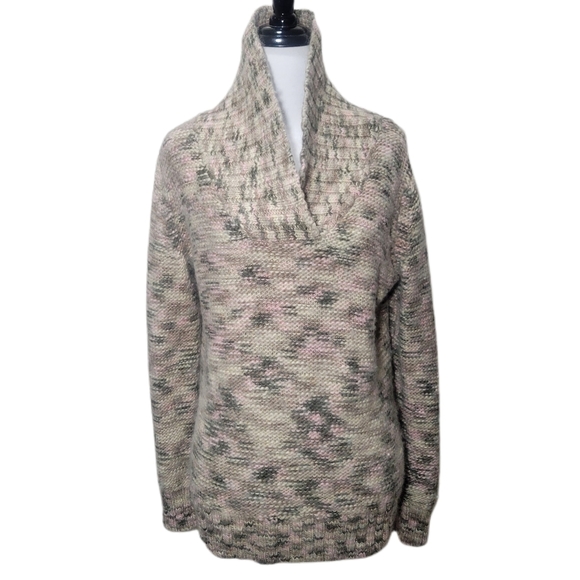 Liz Claiborne Sweaters - Liz Claiborne Wool Blend Chunky Shawl Collar Sweater Neutral Tone Colors Large